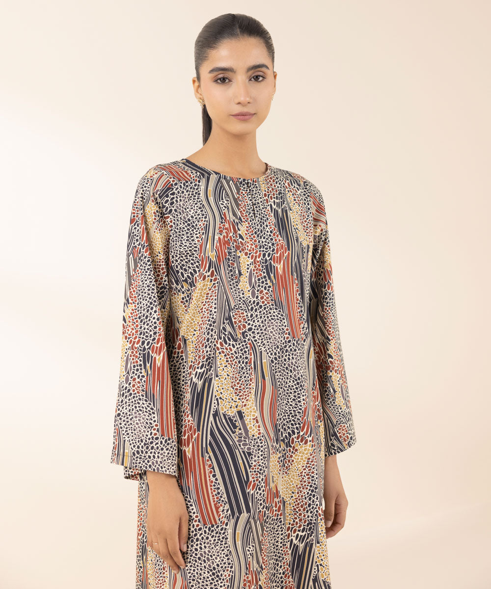 Women's Pret Cotton Viscose Printed Multi A-Line Shirt