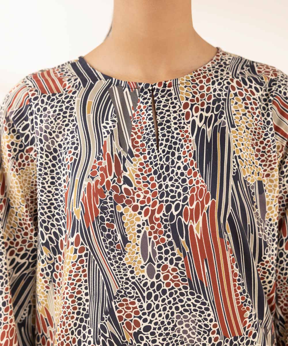 Women's Pret Cotton Viscose Printed Multi A-Line Shirt