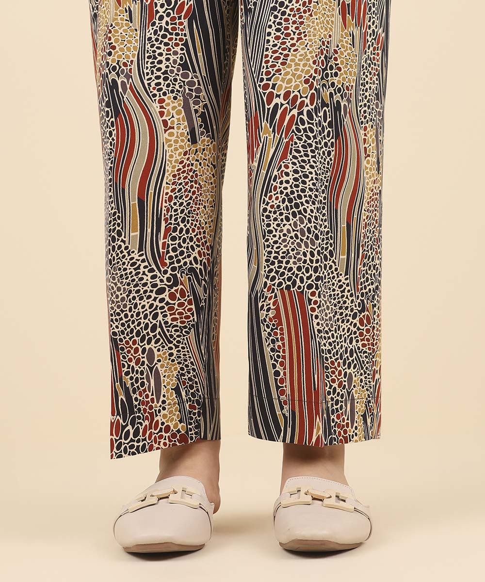 Women's Pret Cotton Viscose Multi Printed Straight Pants