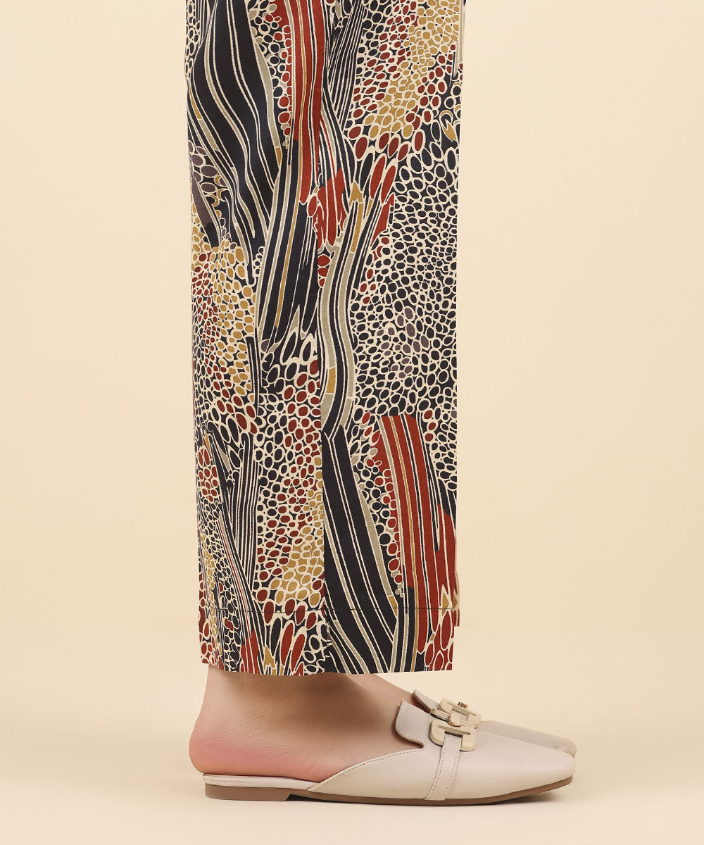 Women's Pret Cotton Viscose Multi Printed Straight Pants