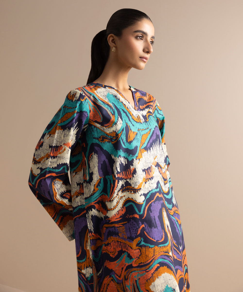 Women's Pret Cambric Printed Multi A-Line Shirt