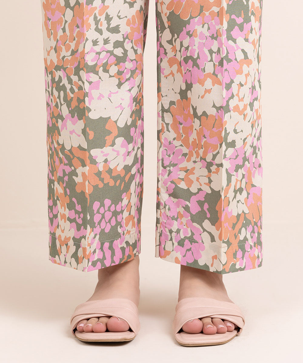 Printed Cambric Straight Pants