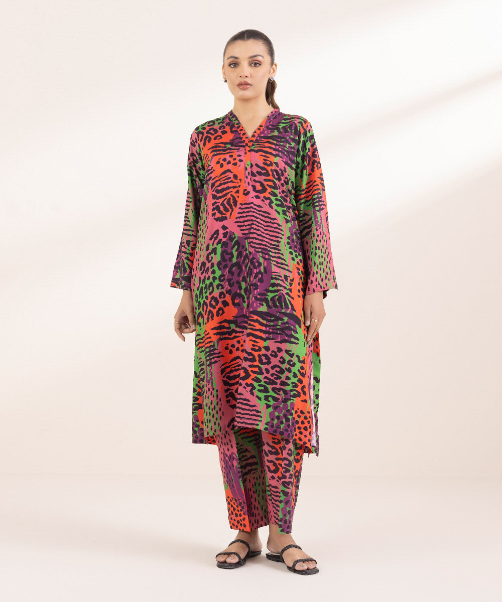 Women's Pret Arabic Lawn Pink Printed A-Line Shirt