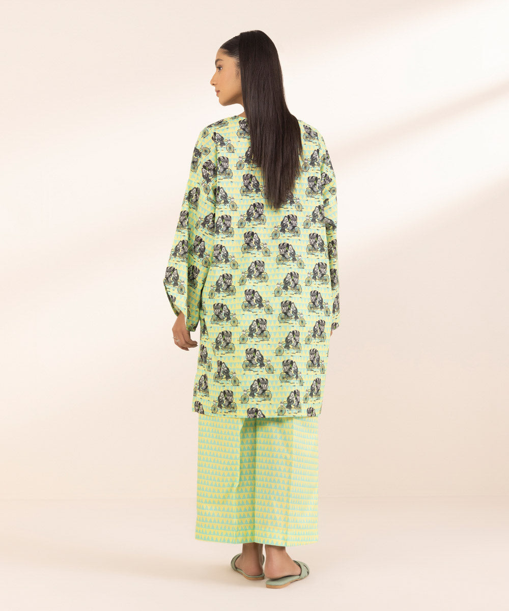 Women's Pret Textured Lawn Green Printed Boxy Shirt