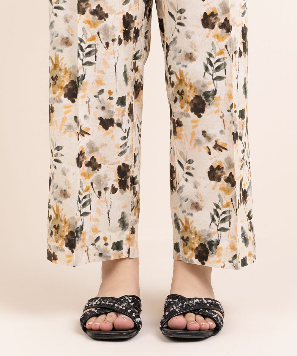 Printed Cambric Straight Pants