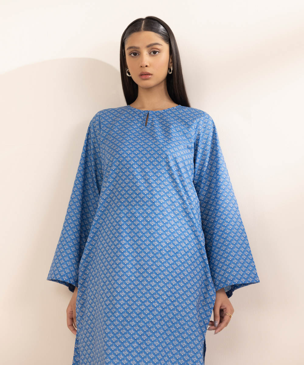 Women's Pret Lawn Blue Printed A-Line Shirt