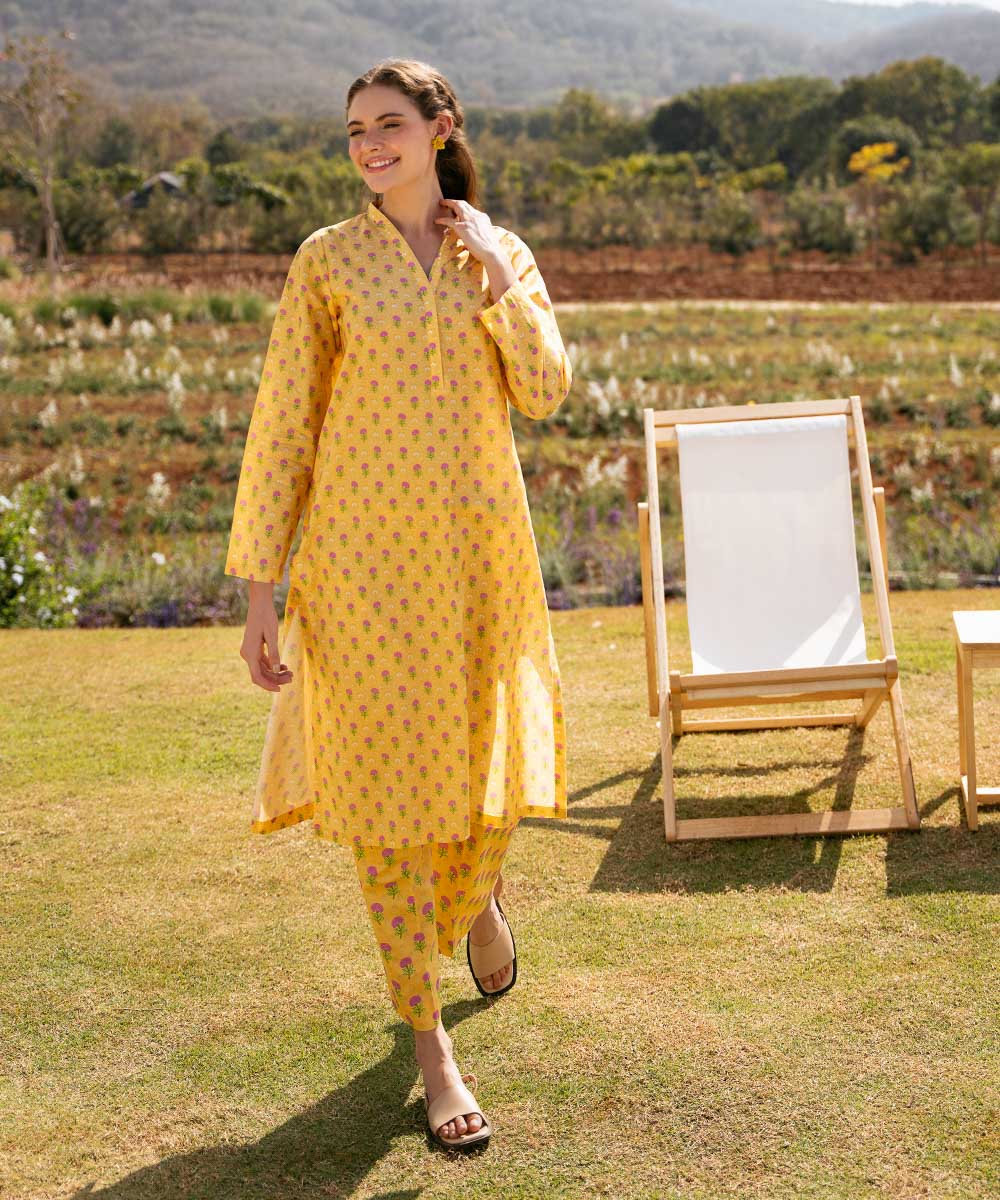 Women's Pret Lawn Yellow Printed A-Line Shirt