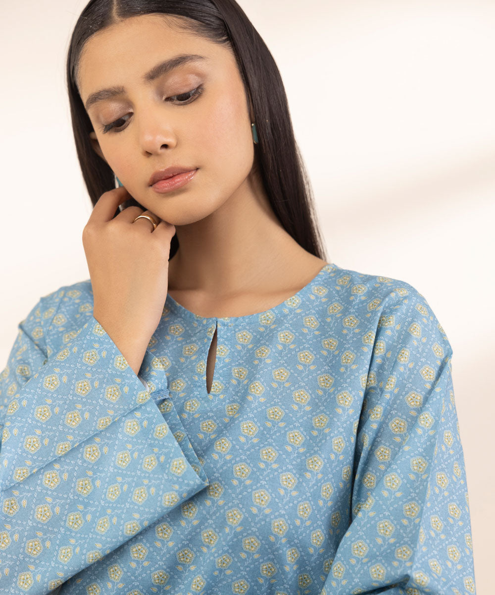 Women's Pret Lawn Blue Printed A-Line Shirt