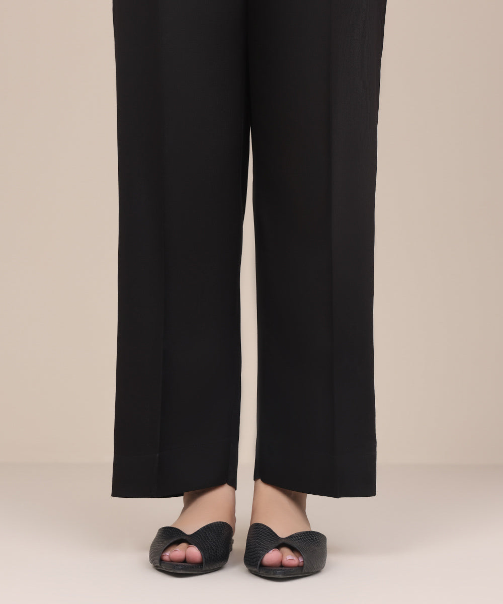 Women's Pret Bedford Black Solid Straight Pants