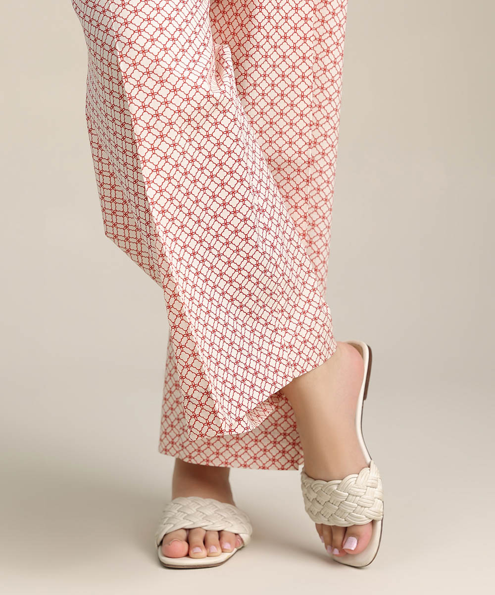 Women's Pret Cambric Off White Printed Culottes