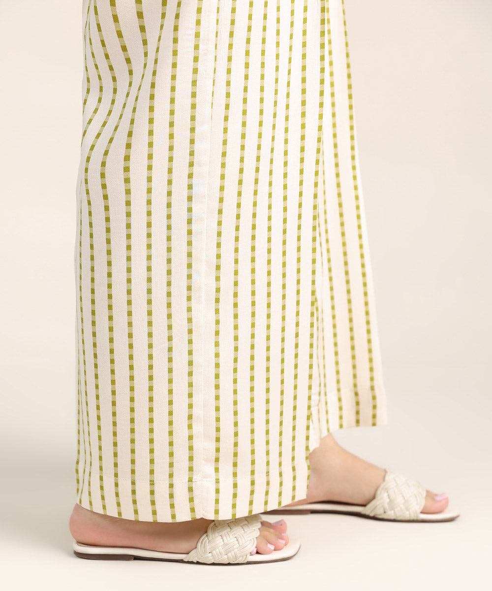 Women's Pret Cambric Off White Printed Culottes