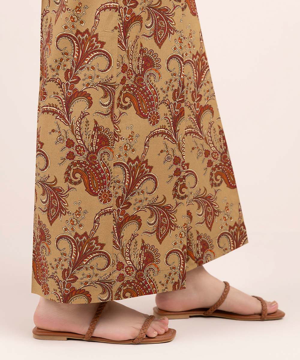 Women's Pret Cambric Brown Printed Culottes