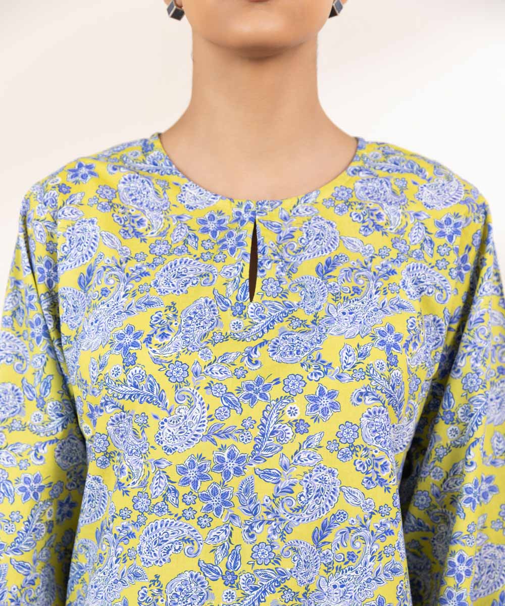 Women's Pret Cambric Green Printed Boxy Shirt