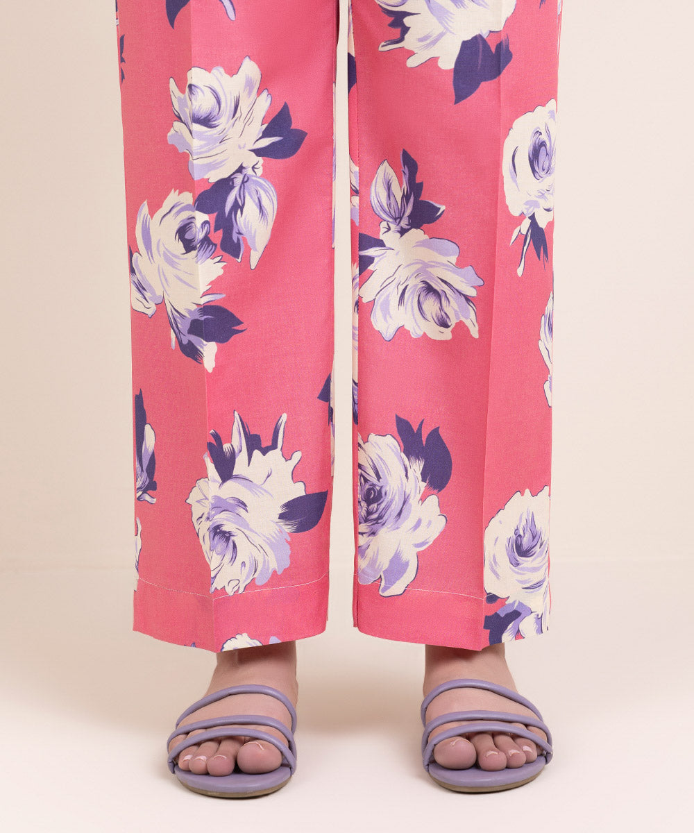 Printed Cambric Straight Pants