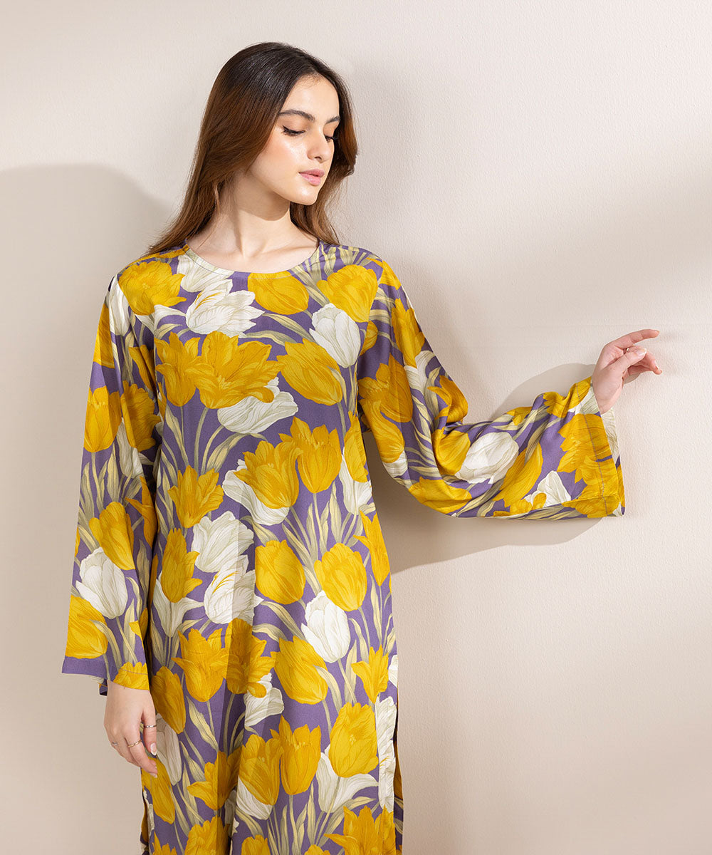 Women's Pret Arabic Lawn Yellow Printed Boxy Shirt