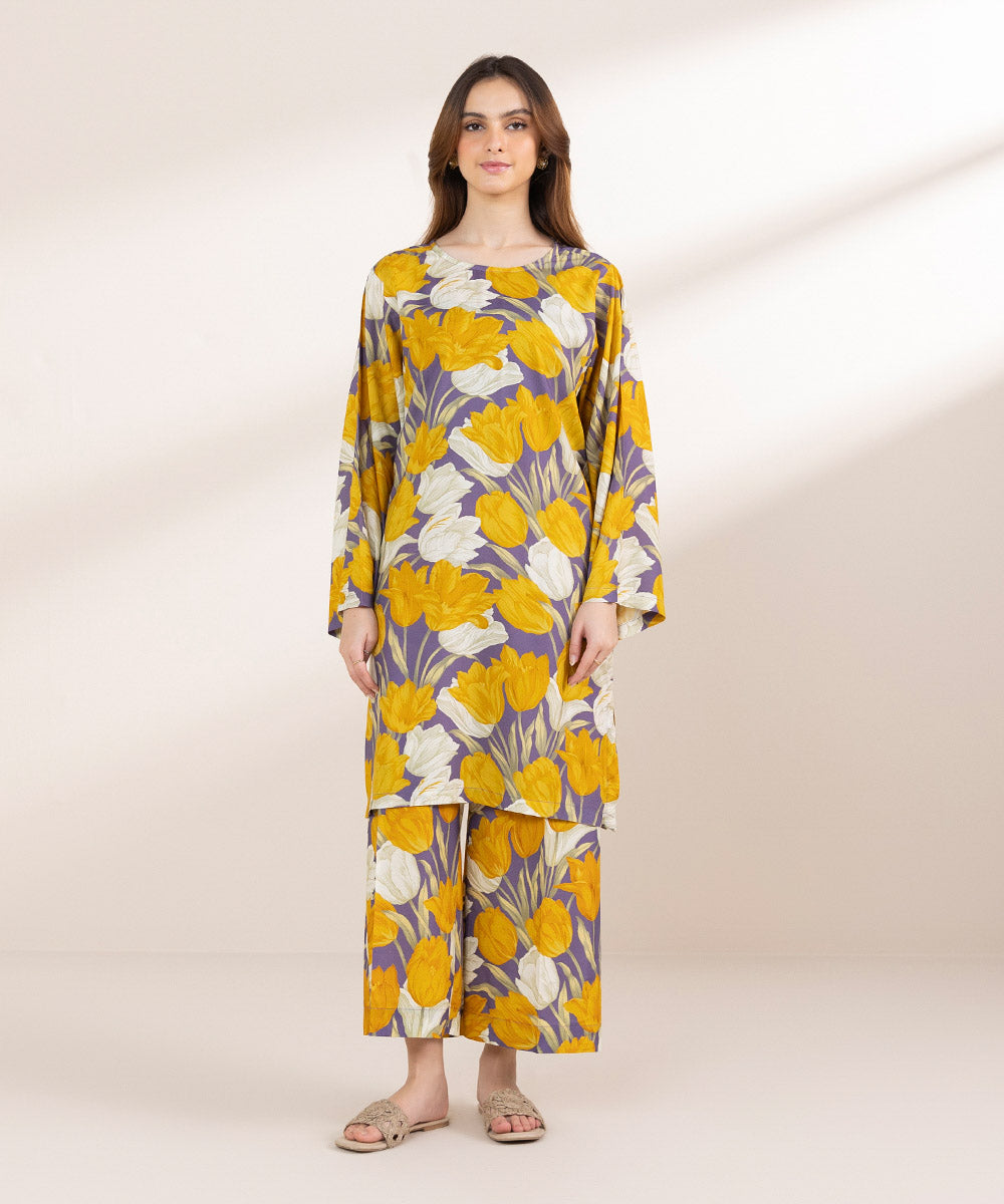 Women's Pret Arabic Lawn Yellow Printed Boxy Shirt