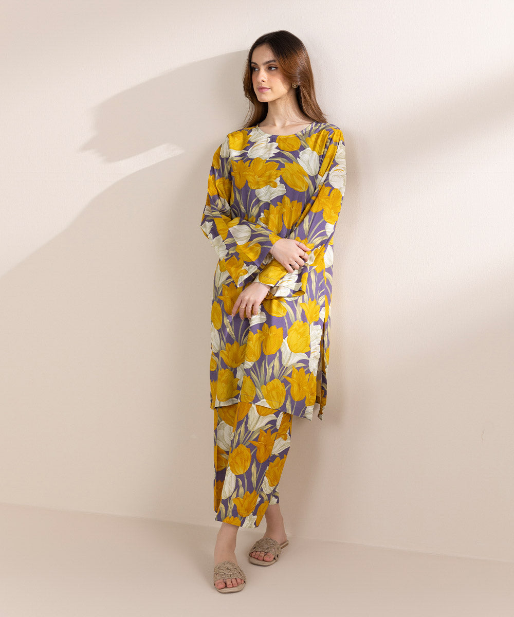 Women's Pret Arabic Lawn Yellow Printed Boxy Shirt