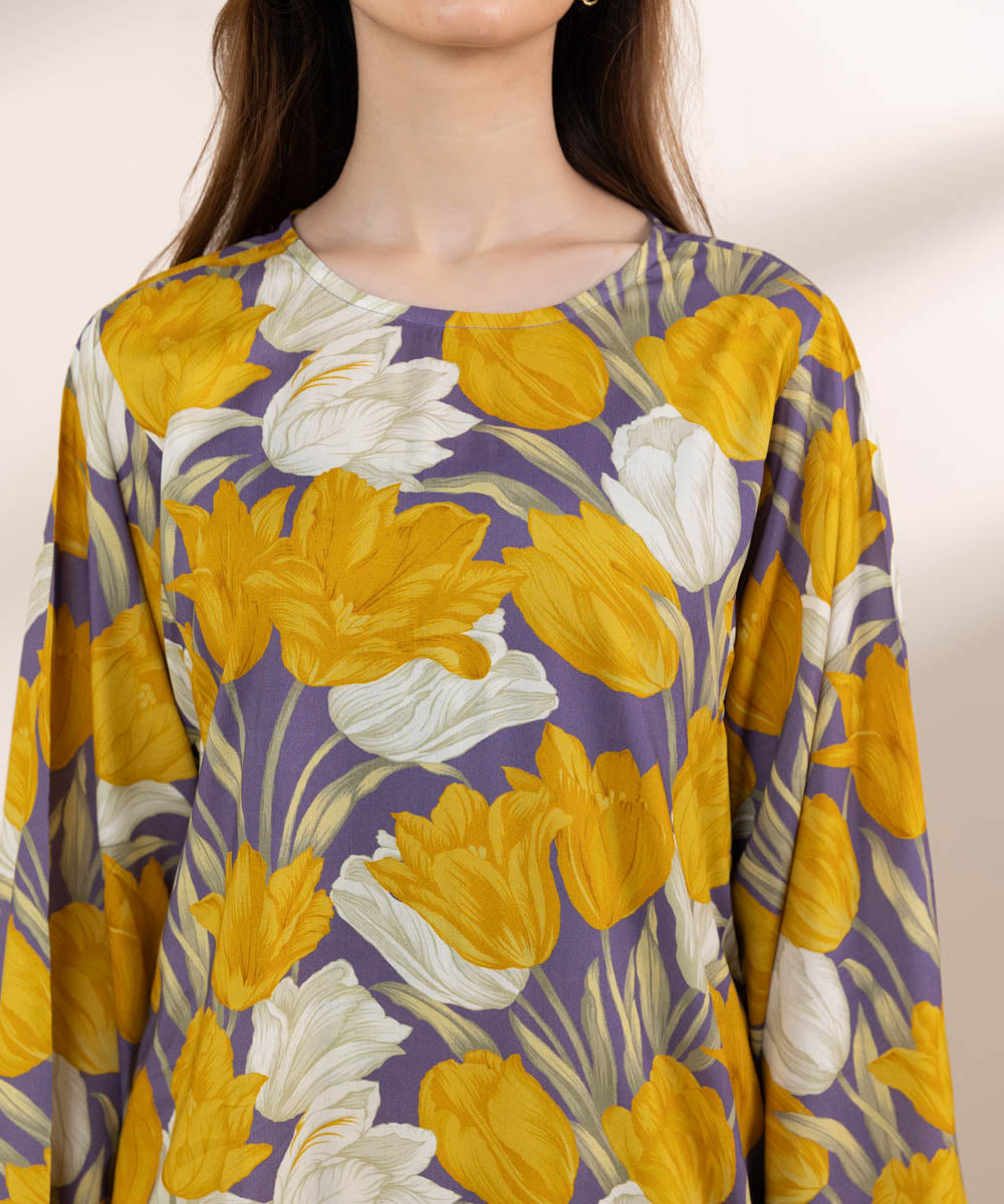 Women's Pret Arabic Lawn Yellow Printed Boxy Shirt