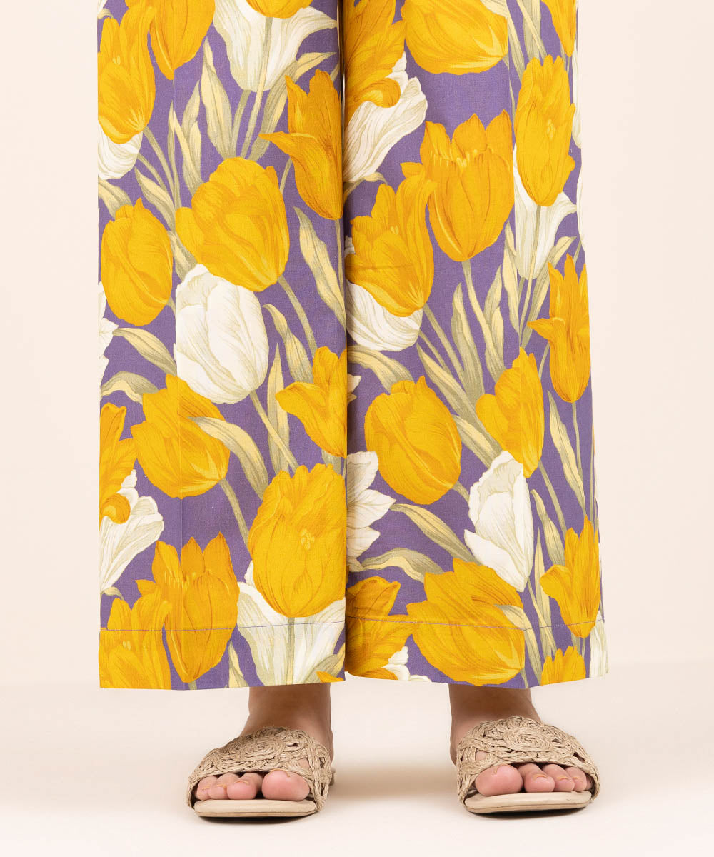 Women's Pret Cambric Yellow Printed Culottes