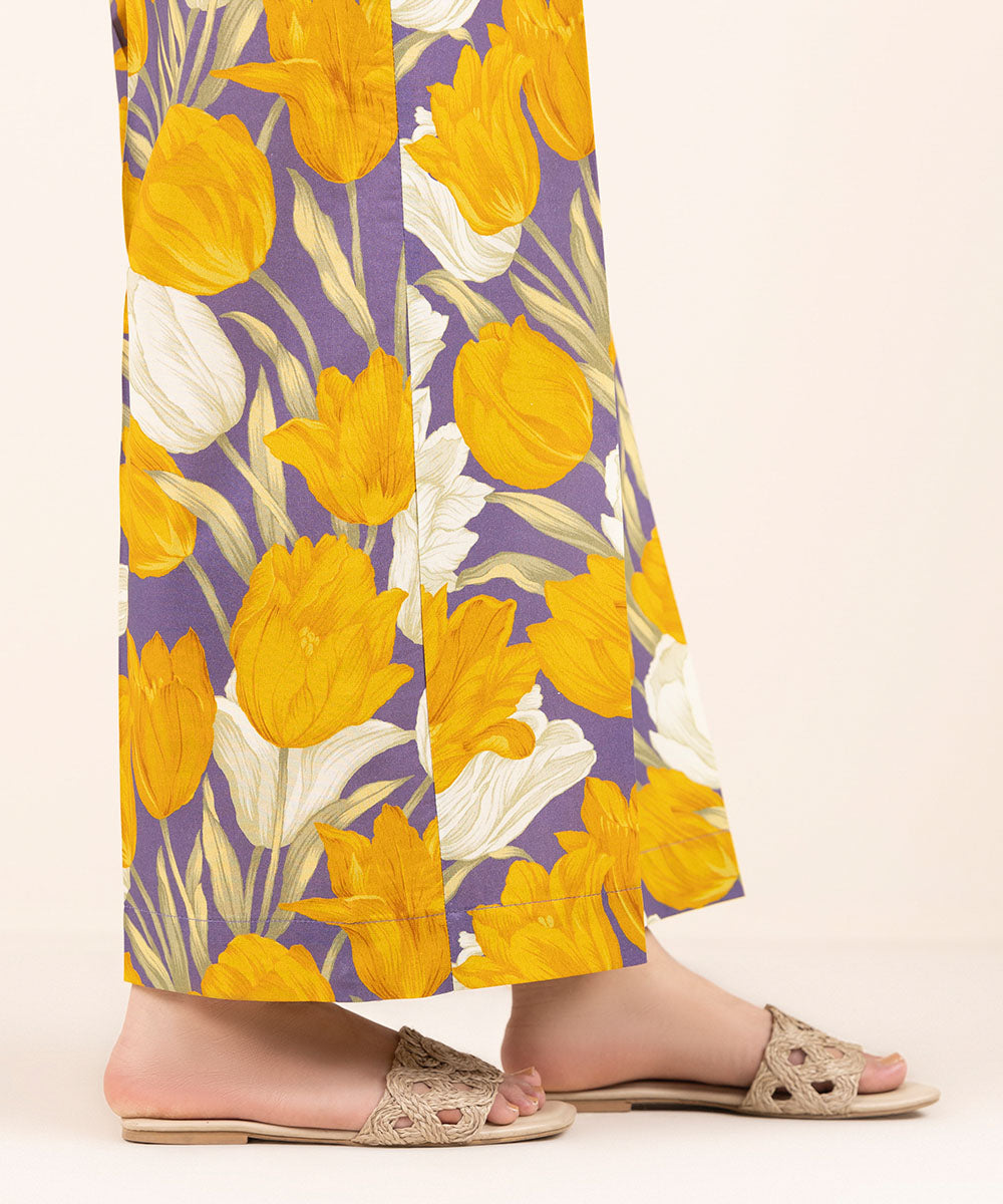 Women's Pret Cambric Yellow Printed Culottes