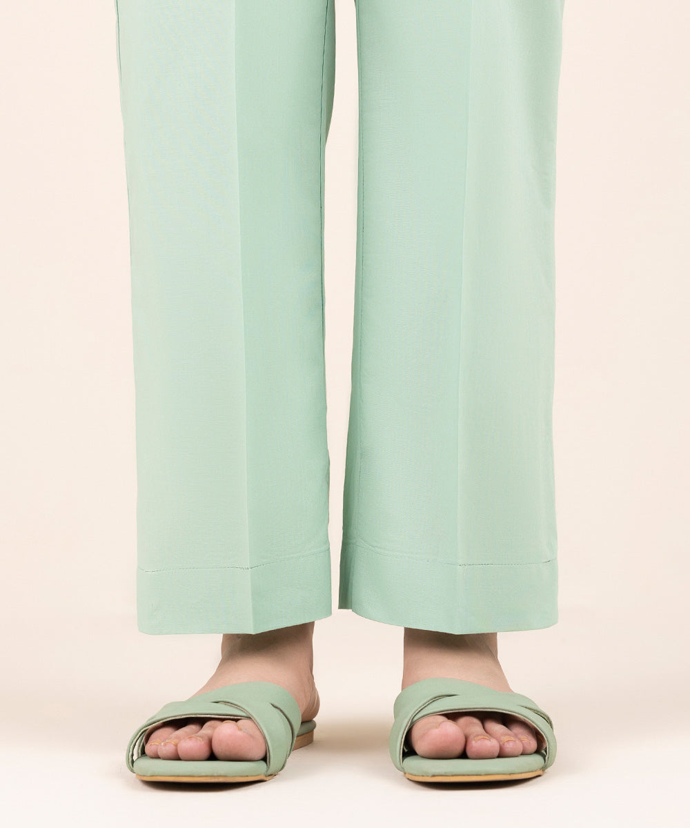 Women's Pret Cambric Sea Green Solid Culottes