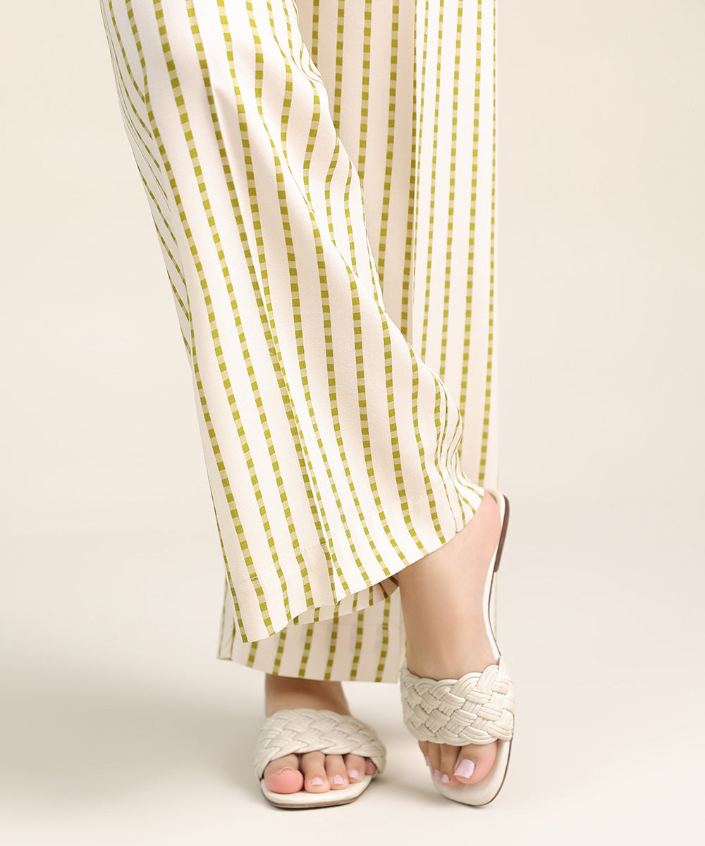 Women's Pret Linen Off White Printed Culottes