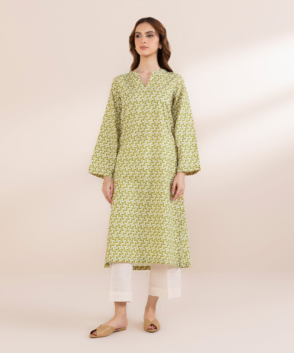 Women's Pret Lawn Green Printed Straight Shirt