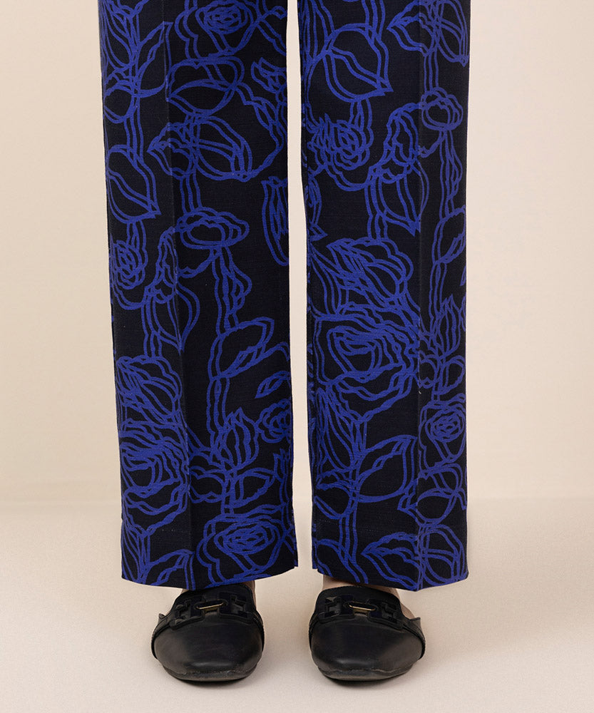 Women's Pret Black Printed Khaddar Straight Pants