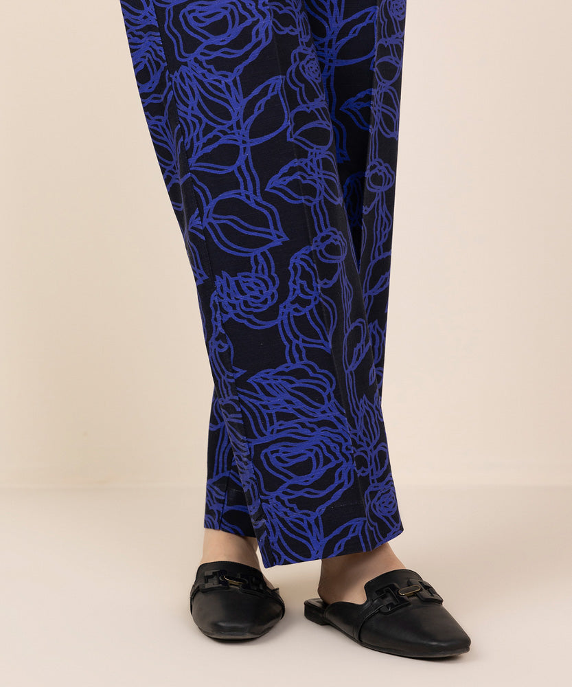 Women's Pret Black Printed Khaddar Straight Pants