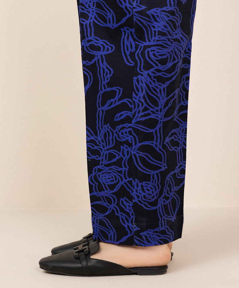 Women's Pret Black Printed Khaddar Straight Pants