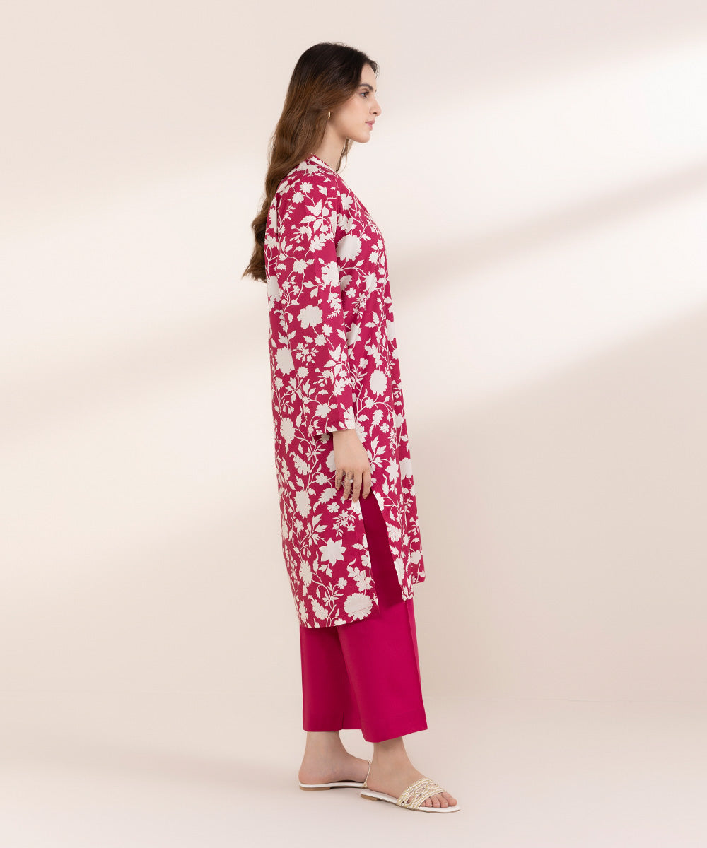 Women's RTW Lawn Pink Printed A-Line Shirt