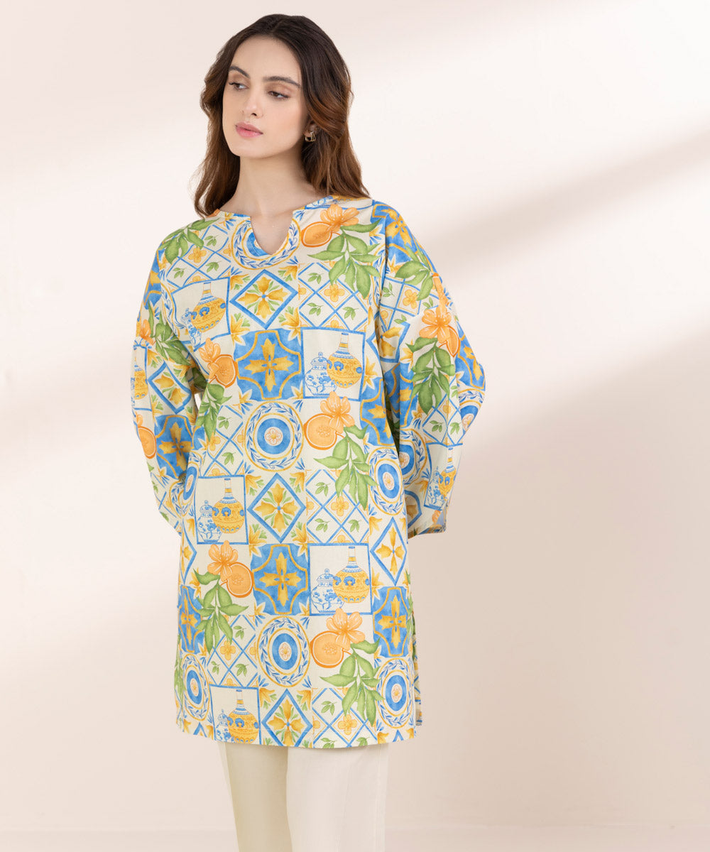 Women's RTW Lawn Multi Printed Boxy Shirt