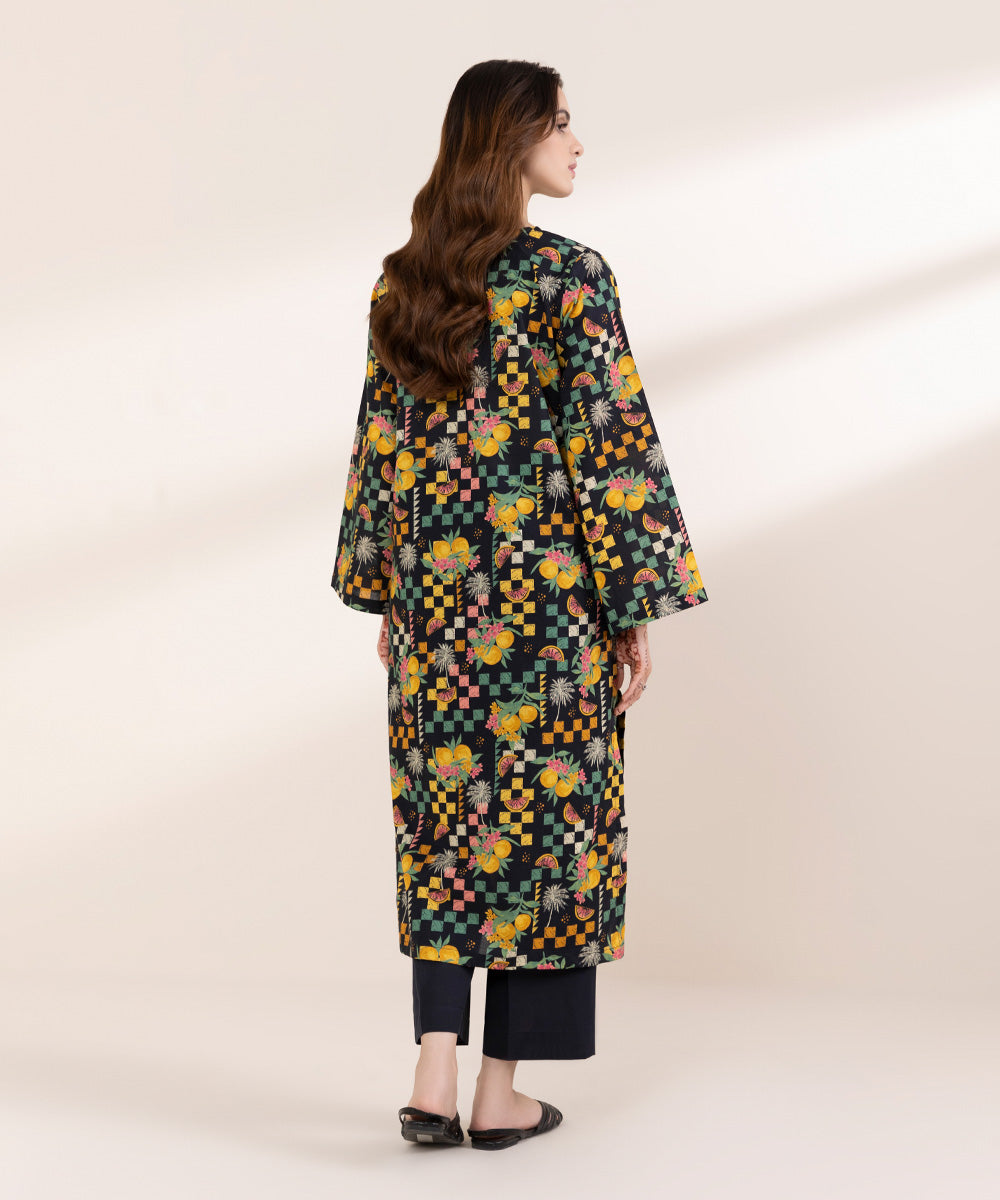 Women's RTW Lawn Black Printed A-Line Shirt