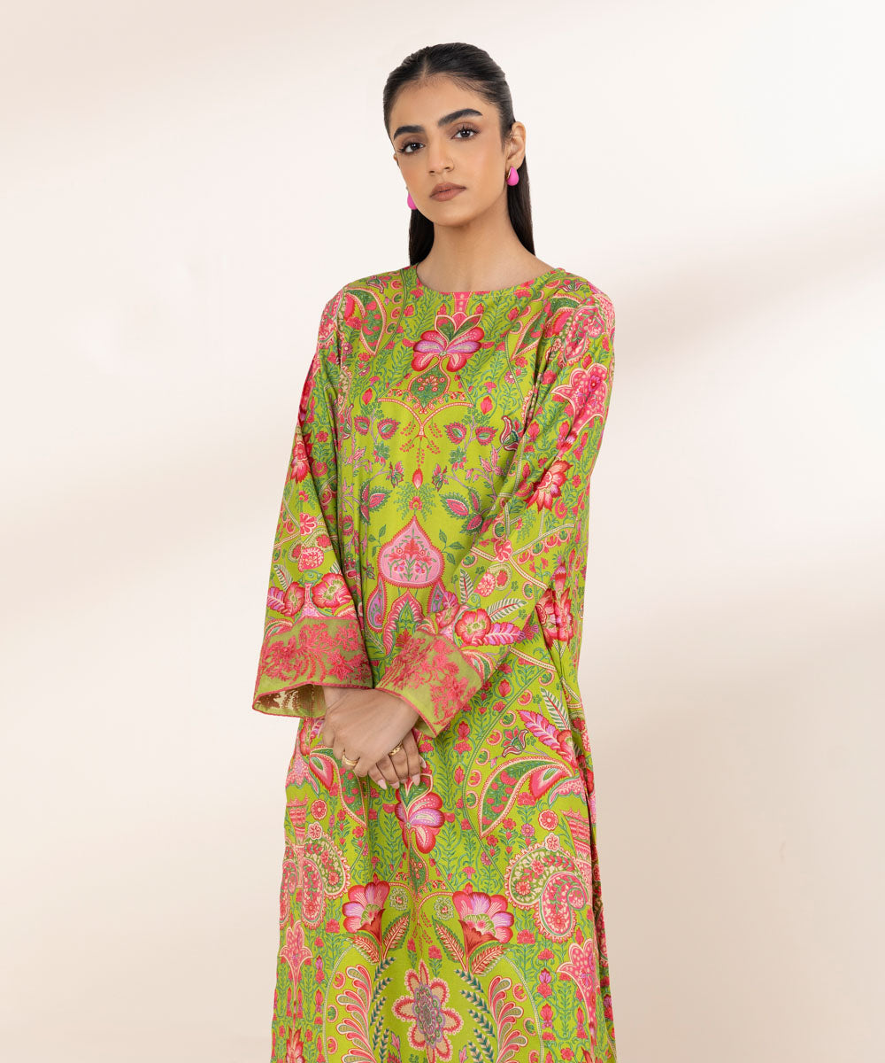 Women's Pret Lawn Green Embroidered A-Line Shirt