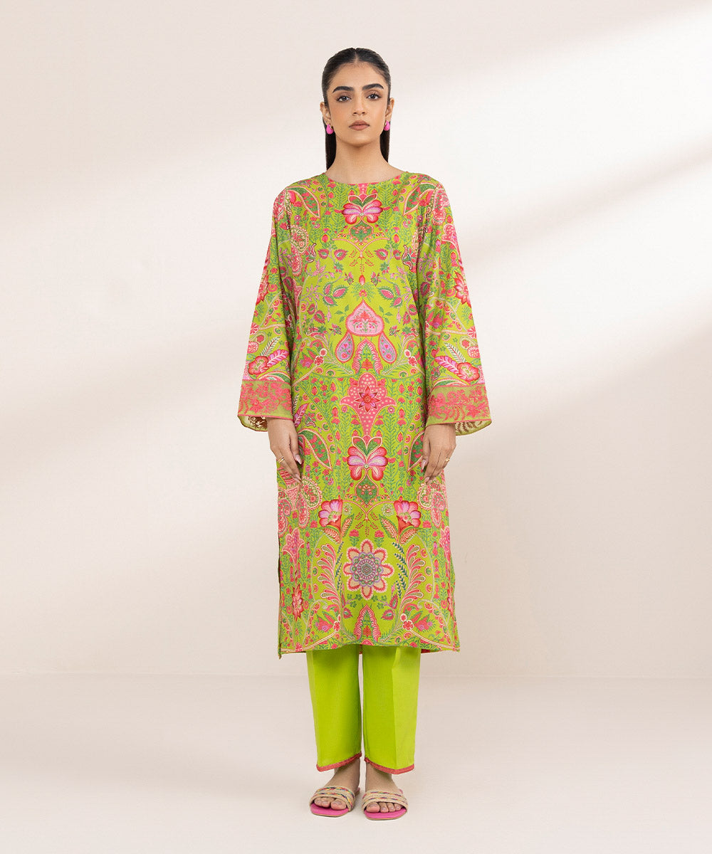 Women's Pret Lawn Green Embroidered A-Line Shirt