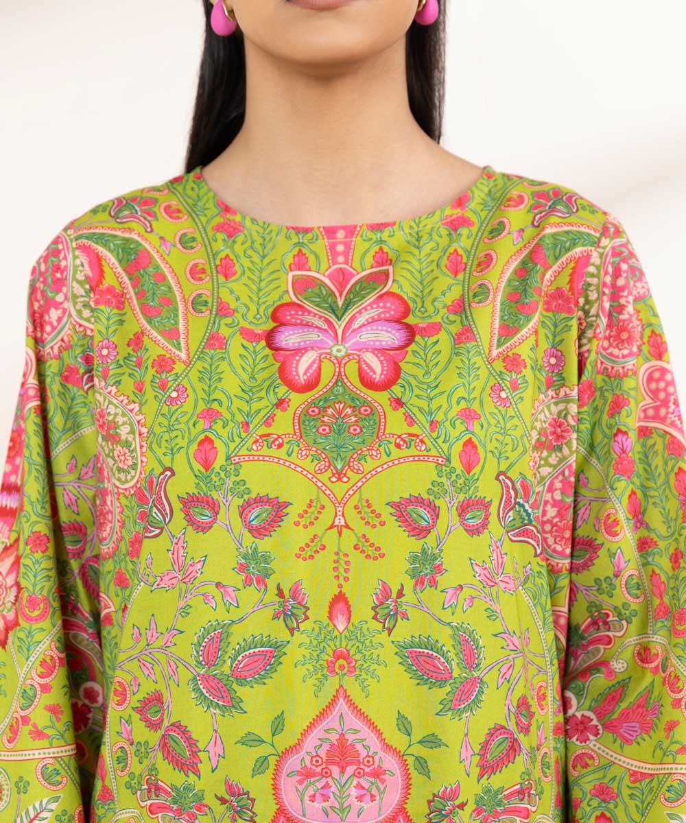 Women's Pret Lawn Green Embroidered A-Line Shirt