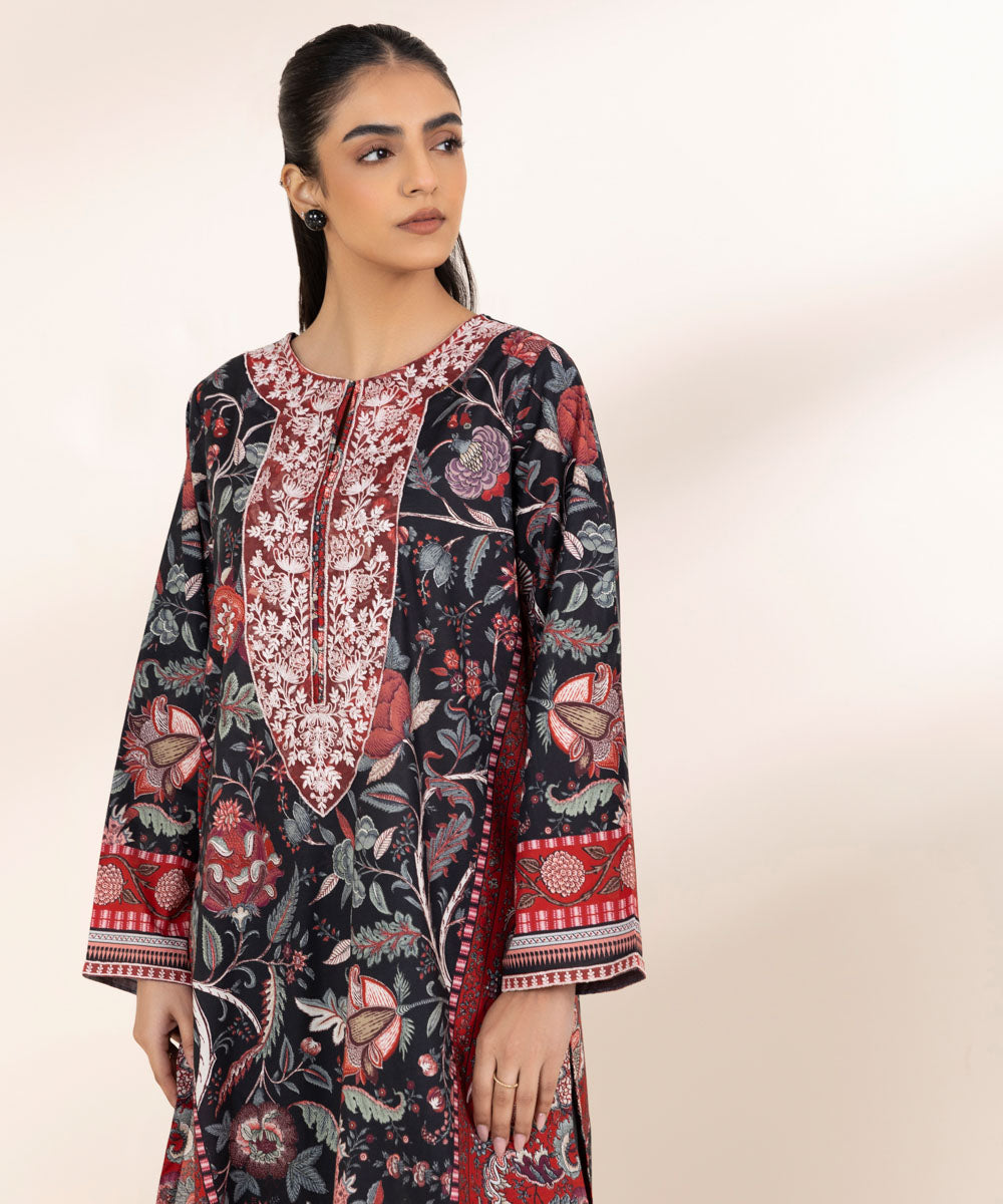 Women's Pret Lawn Black Embroidered A-Line Shirt