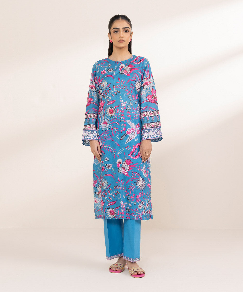 Women's Pret Lawn Blue Embroidered A-Line Shirt