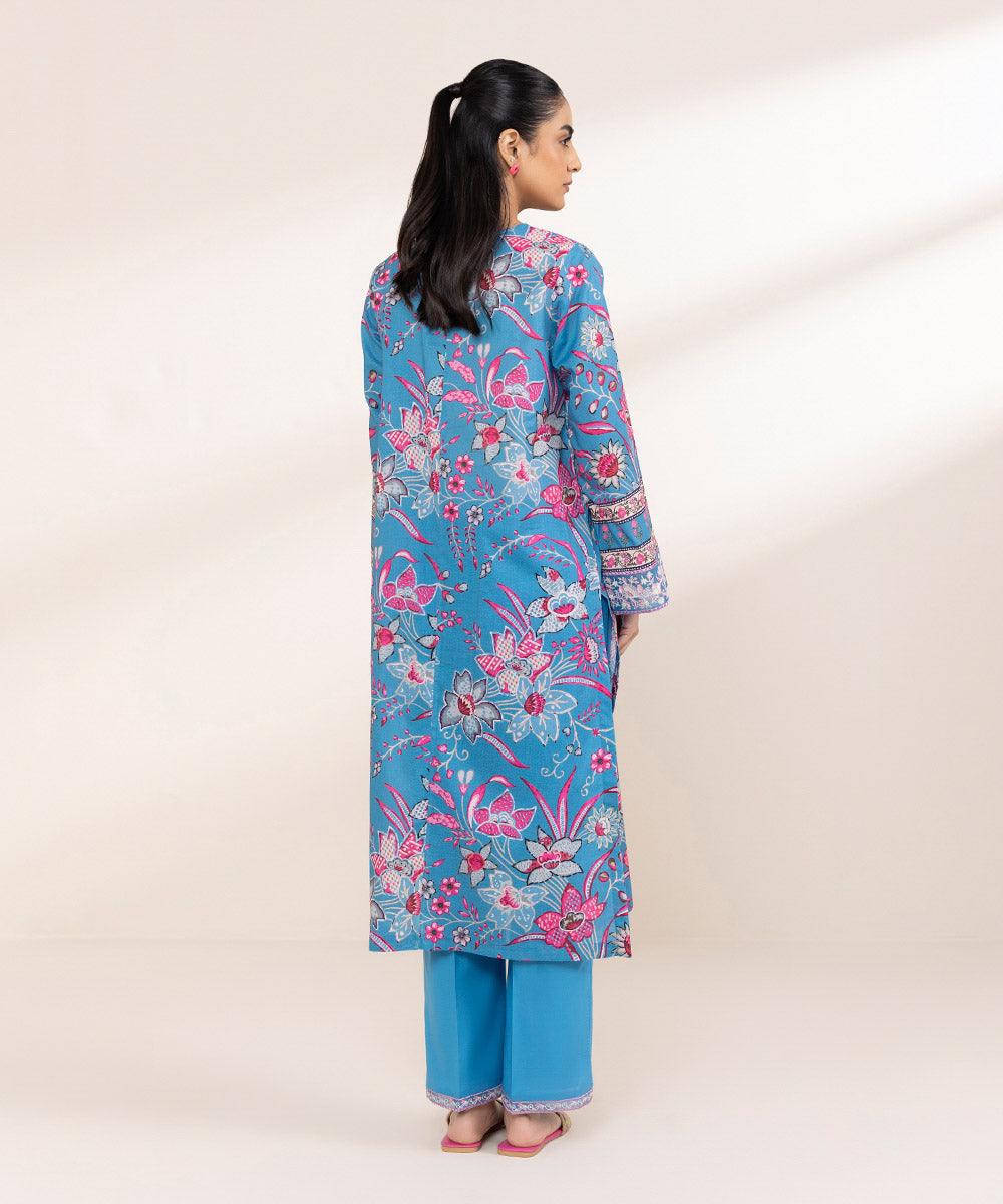 Women's Pret Lawn Blue Embroidered A-Line Shirt