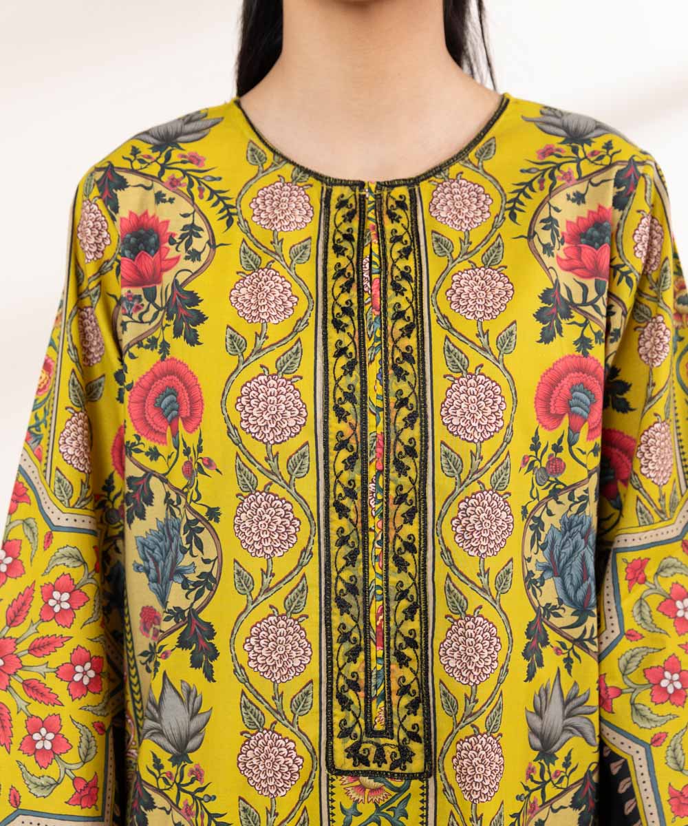 Women's Pret Lawn Mustard Embroidered A-Line Shirt