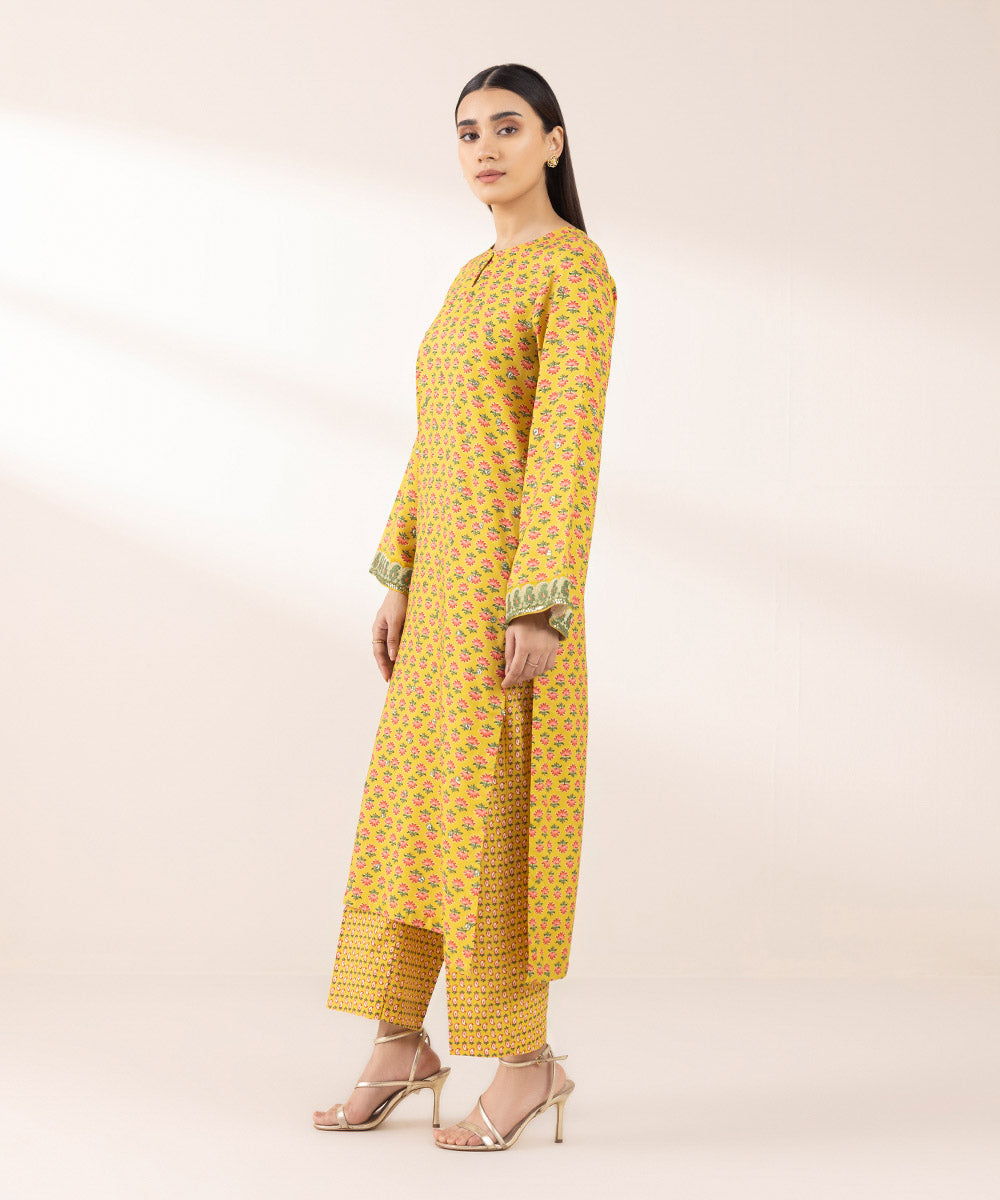 Women's Pret Arabic Lawn Yellow Embroidered A-Line Shirt