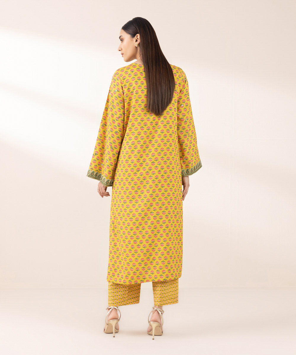 Women's Pret Arabic Lawn Yellow Embroidered A-Line Shirt