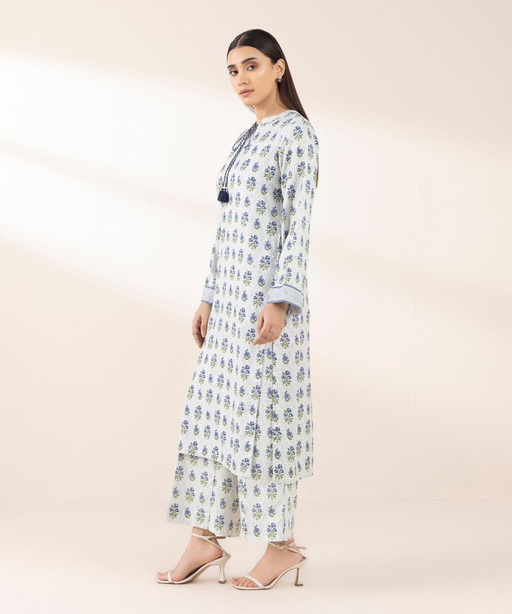 Women's Pret Arabic Lawn Blue Embroidered A-Line Shirt