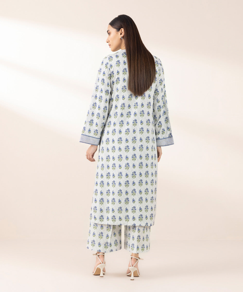 Women's Pret Arabic Lawn Blue Embroidered A-Line Shirt