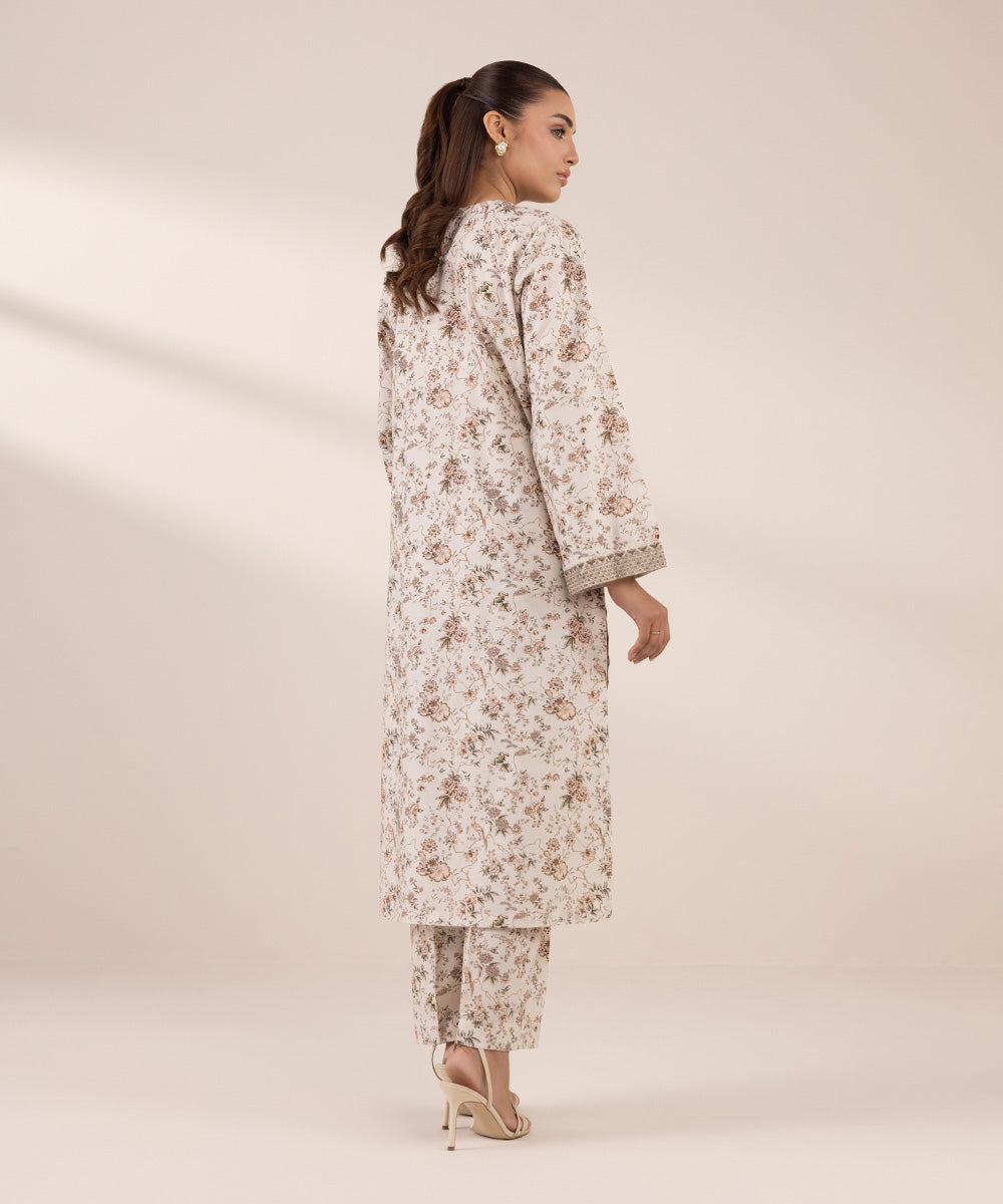 Women's RTW Cotton Viscose Beige Embroidered A-Line Shirt