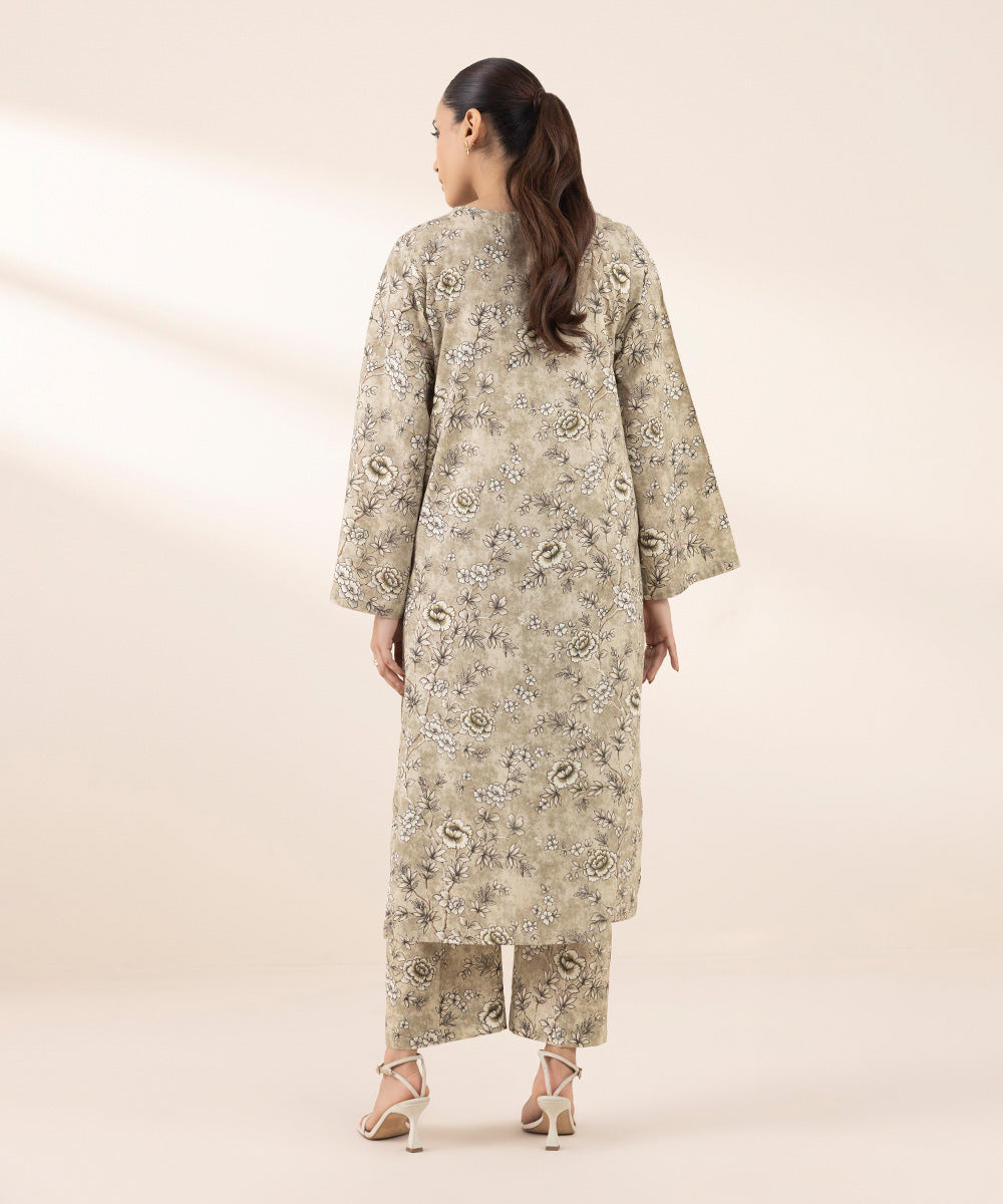 Women's RTW Cotton Viscose Beige Embroidered A-Line Shirt