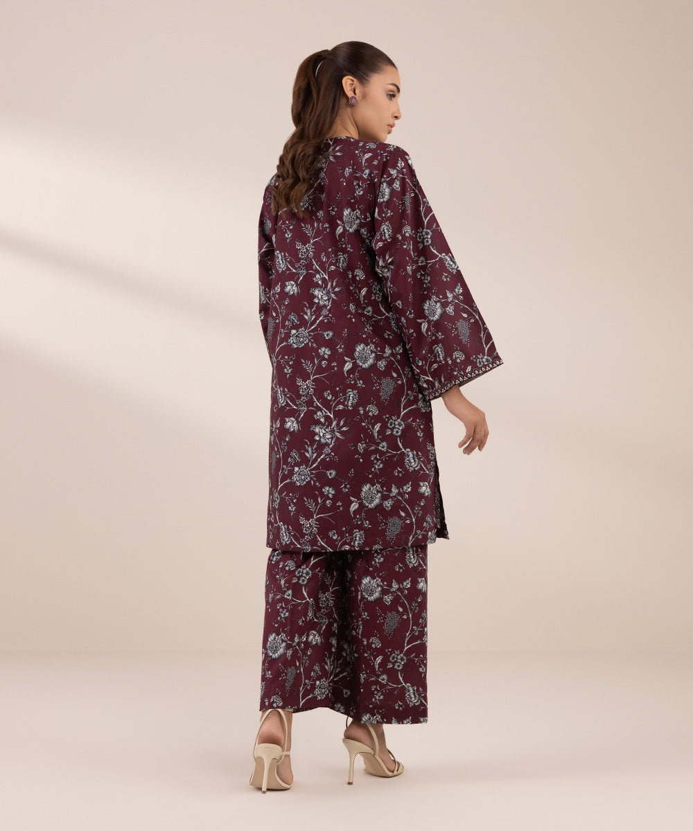 Women's RTW Cotton Viscose Purple Embroidered Boxy Shirt