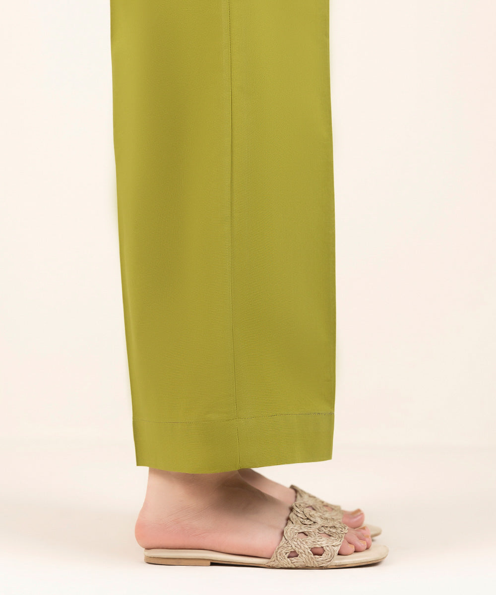 Women's Pret Cambric Green Solid Culottes