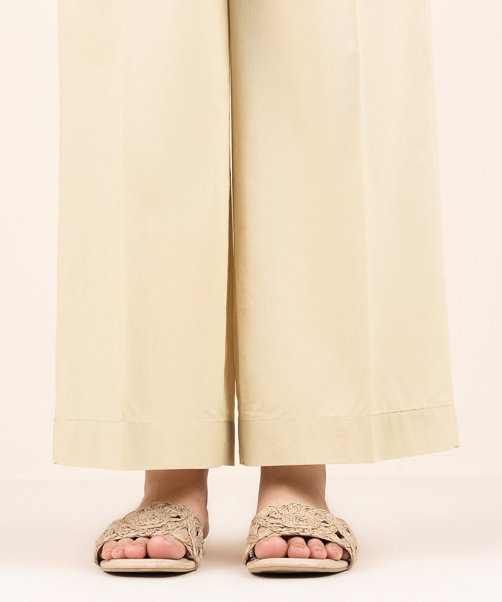 Women's Pret Cambric Beige Solid Culottes