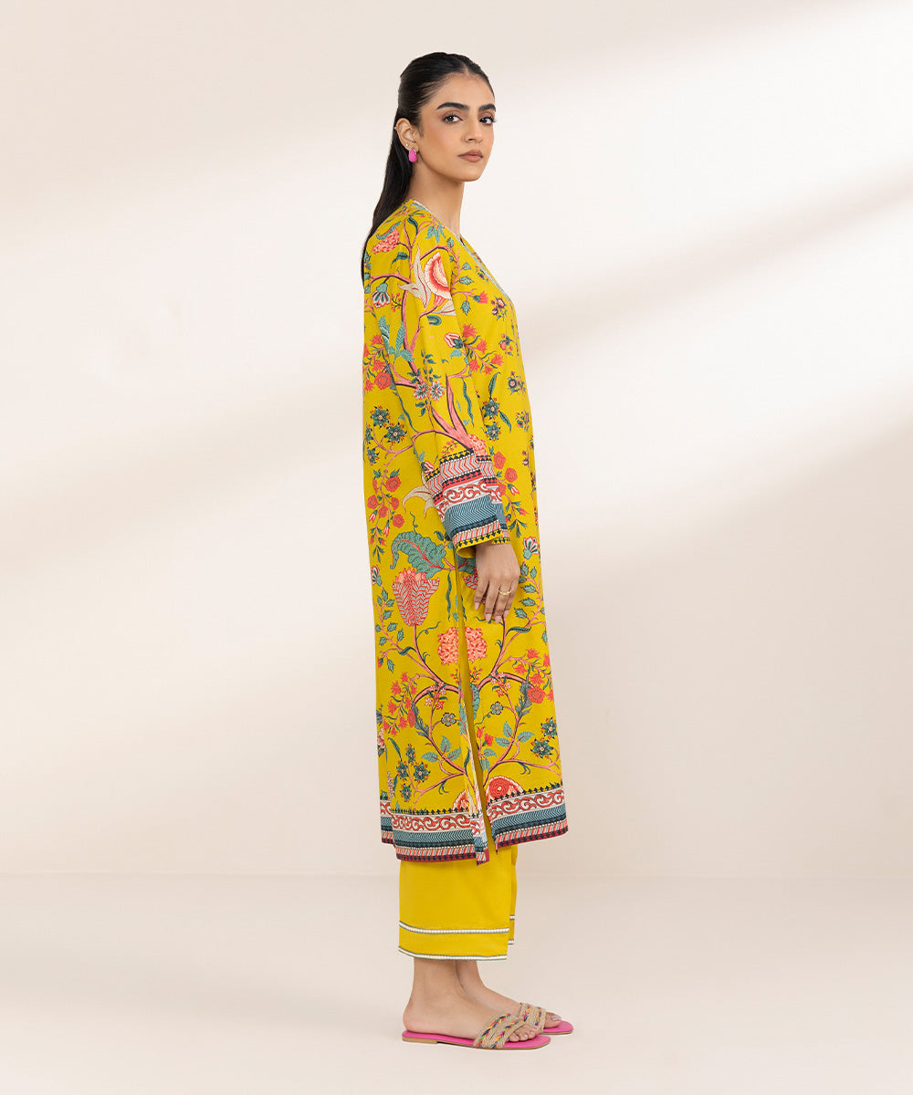 Women's Pret Lawn Mustard Embroidered A-Line Shirt